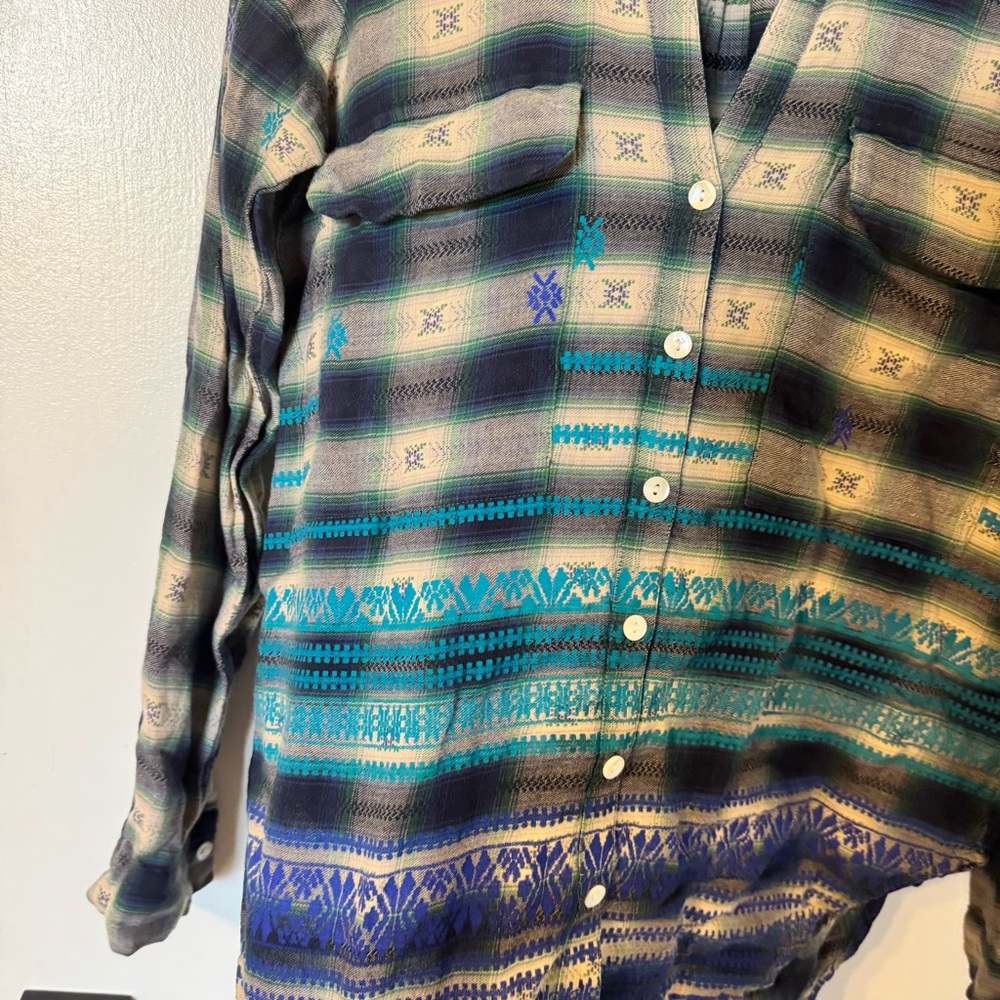 Roberta Roller Rabbit Plaid Flannel Aztec Embroid… - image 2